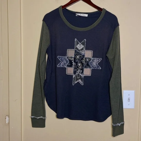 We The Free Blue and Green Long Sleeve Top - Picture 2 of 12